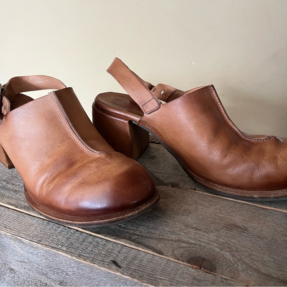 A.S.98 Goodman Slingback Mule Clogs Size 40 Block Heel brown Leather